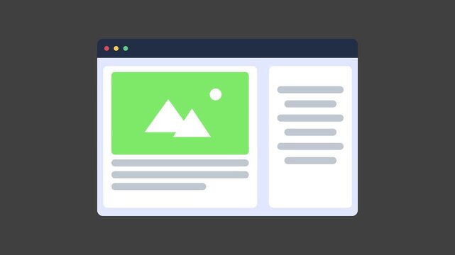 Digital Interface Mockup: Clean and modern illustration showcasing a website interface with a placeholder image and content section, Ideal for web design and digital marketing.