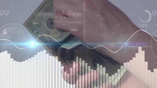 Sliding thumb separating top bill, hands counting and fanning bills, HUD animating to reveal notes