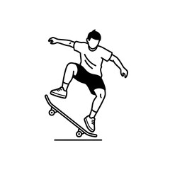 Obraz premium Young Man Skateboarding Trick on White Background.