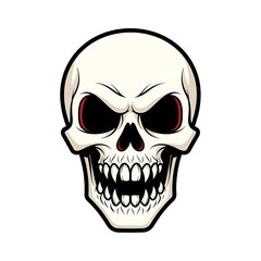 Obraz premium Menacing Cartoon Skull with Red Eyes.