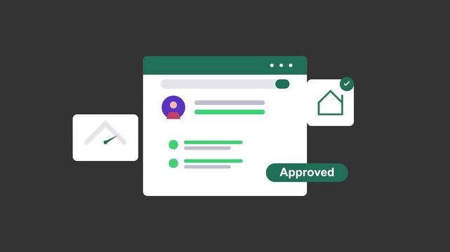 Digital Home Approval: A modern graphic showcases the seamless process of home approval with a focus on user-friendly interface. Emphasizing digital tools for property acquisition.
