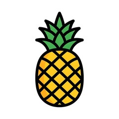 Colorful Cartoon Pineapple Illustration.