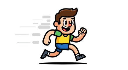 Cartoon Boy Running Fast.