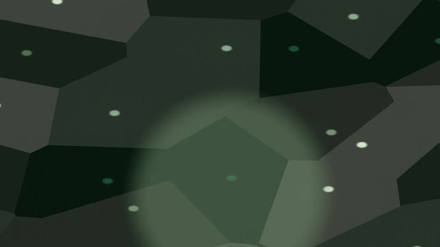 Dark Green Abstract Voronoi Cells Motion Graphic with Blurry Light Effect