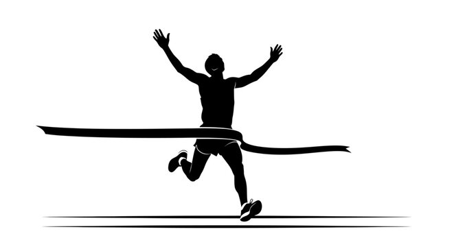 Man Crossing Finish Line Silhouette.