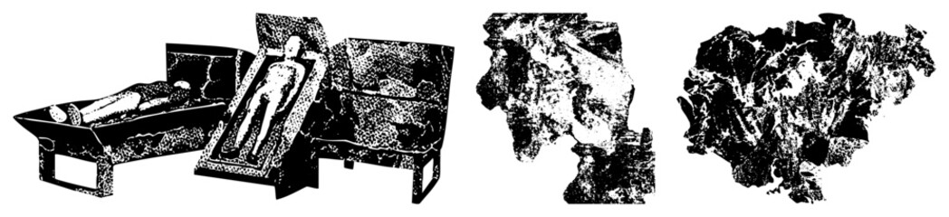 Obraz premium Mummified human body in ornate sarcophagus, ancient Egyptian burial ritual, hieroglyphic, tomb artifact, sacred preservation.