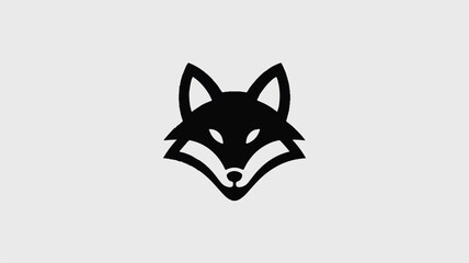Fototapeta premium Black fox head logo on a light gray background animal