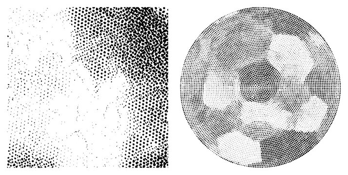 Vector halftone using dot density gradients, abstract texture art, graphic design element, visual effect, digital illustration style.