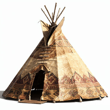 mock up Native american teepees house isolated on white