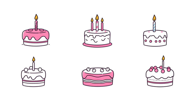cake, birthday, candle, cartoon, illustration, icon, dessert, sweet, party, celebration, festive, cute, colorful, frosting, icing, sugar, bakery, baked, food, treat, candlelight, wish, surprise, anniv