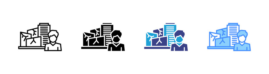 Disruption icon set multiple style collection