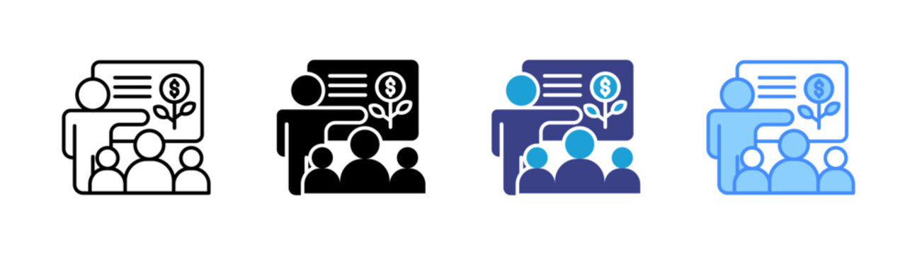 Training icon set multiple style collection
