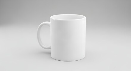 Fototapeta premium A pristine white mug with a smooth surface and a delicate dotted pattern on the rim