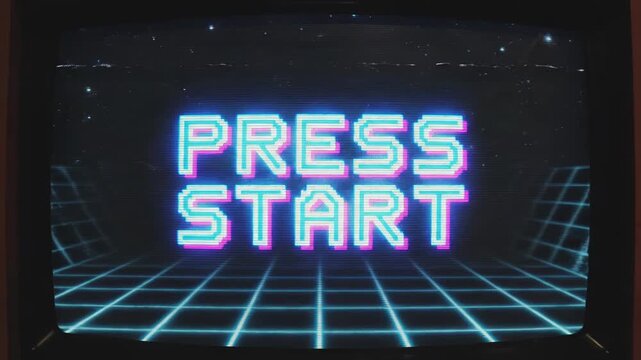 Neon Press Start Video Game.