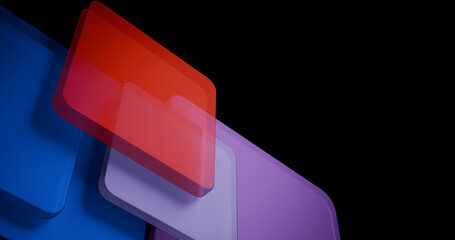 3d render color glass square on dark background wallpaper