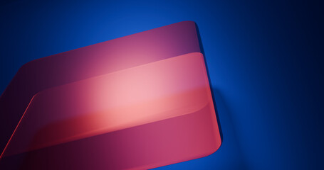 3d render glass red square on blue background wallpaper