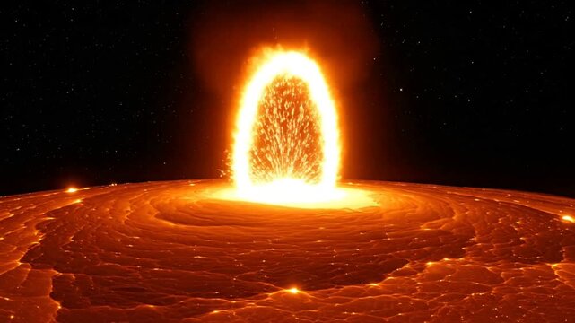 Solar Flare Erupting from the Surface of the Sun in Space.