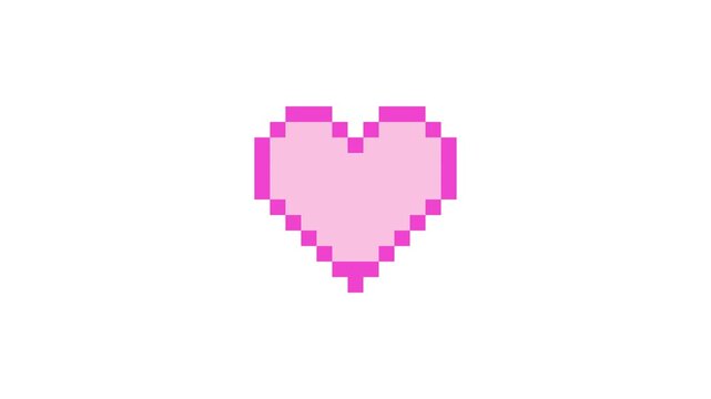 8-bit pixel art hot pink heart gauge icon. looped animation 4k 30fps