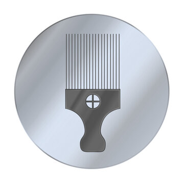 Logo peigne afro et cercle argent&eacute;
