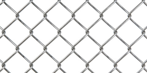 Fototapeta premium Close-up of chain link fence with interwoven wire mesh. Ideal as a background or texture for security, construction, and industrial design contexts.