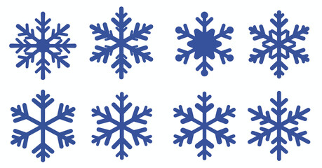 Fototapeta premium set of nine blue winter snowflake icons