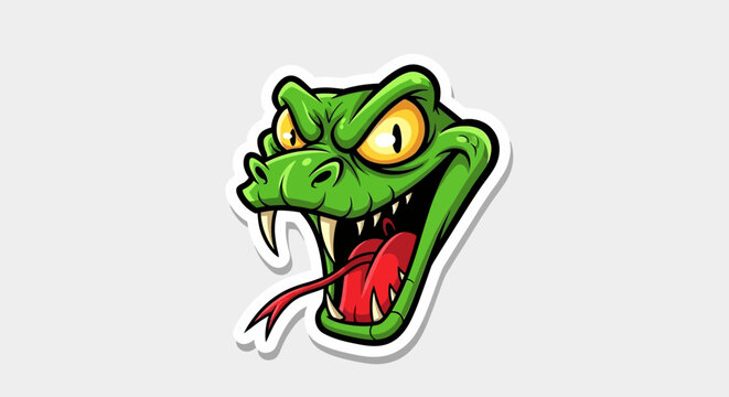 Cartoon Snake Head Illustration.