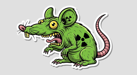 Fototapeta premium Green Radioactive Cartoon Mouse.