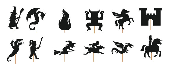fairy tale shadow puppet vector