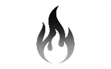Obraz premium Halftone Dot Fire on White Background, Abstract Flame Symbol