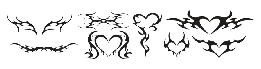 neo tribal heart yk aesthetic tattoo gothic cover fire © Odjec