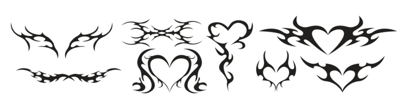 neo tribal heart yk aesthetic tattoo gothic cover fire