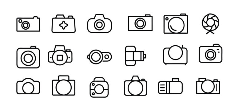  set of camera icon editable stroke 