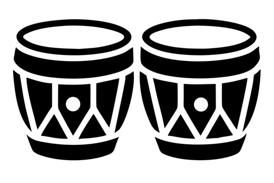 bongo drum silhouette illustration for percussion music and rhythm instrument design