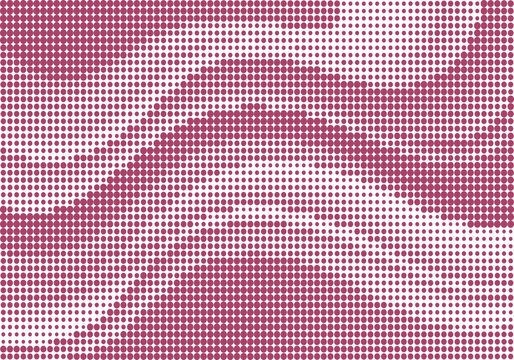 Abstract Halftone Pattern with Gradual Transition of Pink Dots on White Background