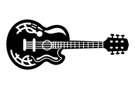jazz guitar silhouette illustration for live music performance and string instrument design