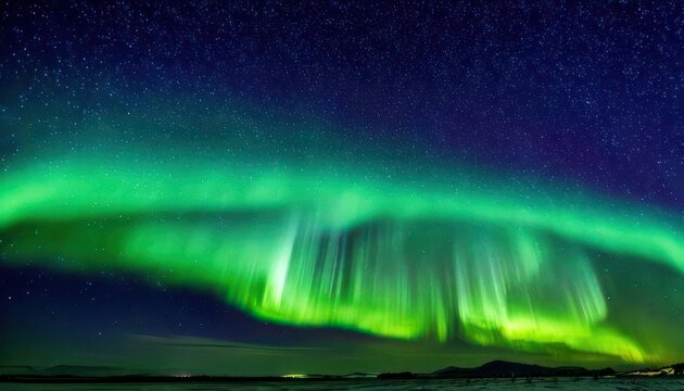 Spectacular Aurora Borealis Display Over a Dark, Starry Night Sky.