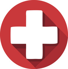 Obraz premium White Medical Cross on Red Circle Icon