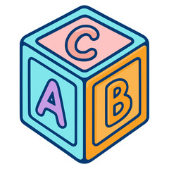 letter cube baby toy education learning flat color vector illustration template design