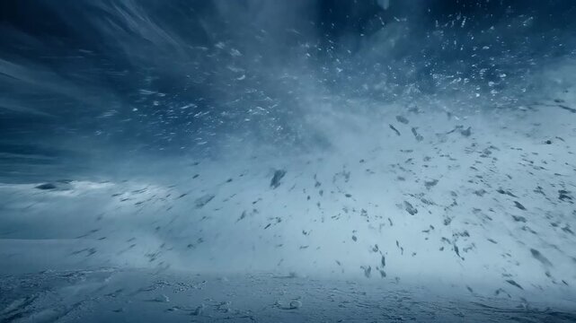 Snowstorm Intensifies Over Snowy Landscape.