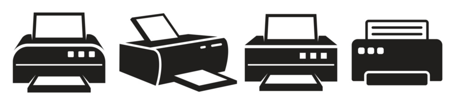  printer icons black isolated icons on a white background