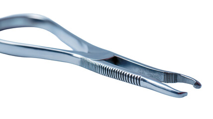 Obraz premium forceps surgical clamp with precise alignment and soft studio lighting background isolated on a Transparent background, PNG file.