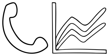 Obraz premium style phone receiver paired with stylized waveform, vector illustration, communication symbol, representation, isolated graphic element.