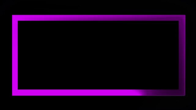 Animated glowing rectangle frame loop animation isolated on black screen motion background. Neon rectangle shape stock line moving animation transparent screen. square rectangle border 4k animation.