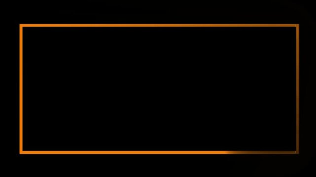 Animated glowing rectangle frame loop animation isolated on black screen motion background. Neon rectangle shape stock line moving animation transparent screen. square rectangle border 4k animation.