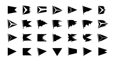 Black Flag Icons Set on White Background
