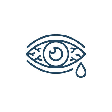 Eye Irritation Red Eye Medical Line Icon Medical line icon of irritated eye with tear drop symbol
