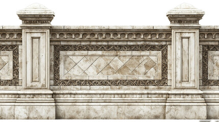 Obraz premium Png of ornate stone fence isolated on transparent background, featuring detailed carvings and a classic design