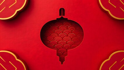 Traditional Chinese Lantern Concept on Red Background Design