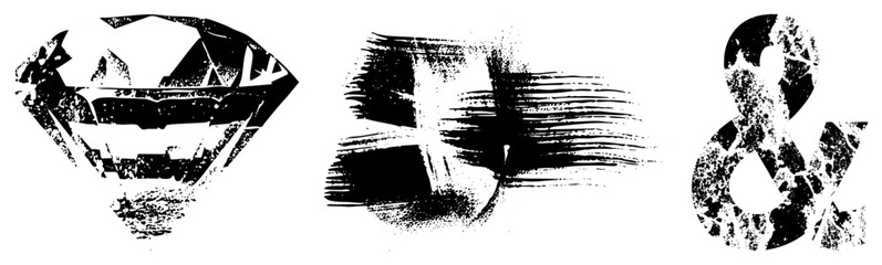 Naklejka premium Distressed black and white vector diamond gem,, ampersand, with gritty texture, ideal for branding or graphic design projects.