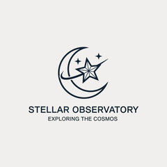 Stellar Observatory Logo with Crescent Moon Star.
